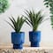 Glitzhome® 16.75" Cobalt Blue Faux Ceramic Urn Plastic Planters, 2ct.